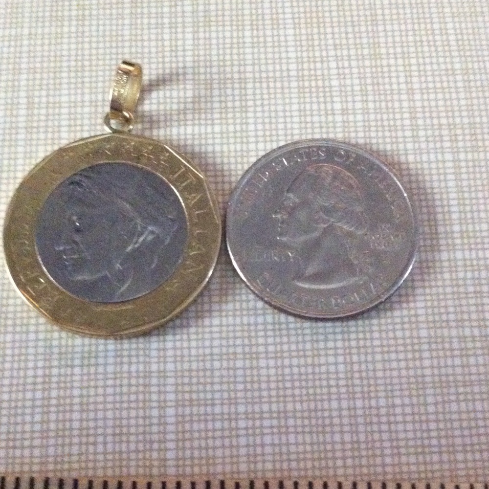 Gold and Silver Two-Tone Round Pendant Necklace Charm